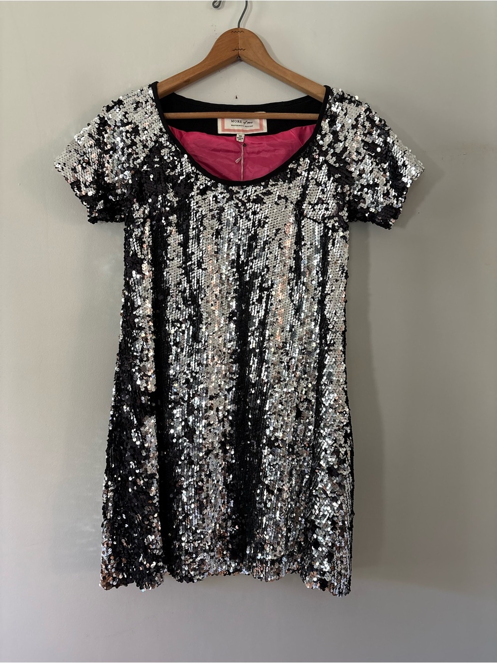 More of Me Maternity Black Silver Sequin Party Dress XS Sparkly Mini Holiday